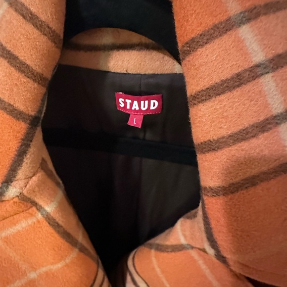 STAUD Carver Wool Coat | Persimmon | Mega Plaid  | Size L | NWT - Picture 5 of 8